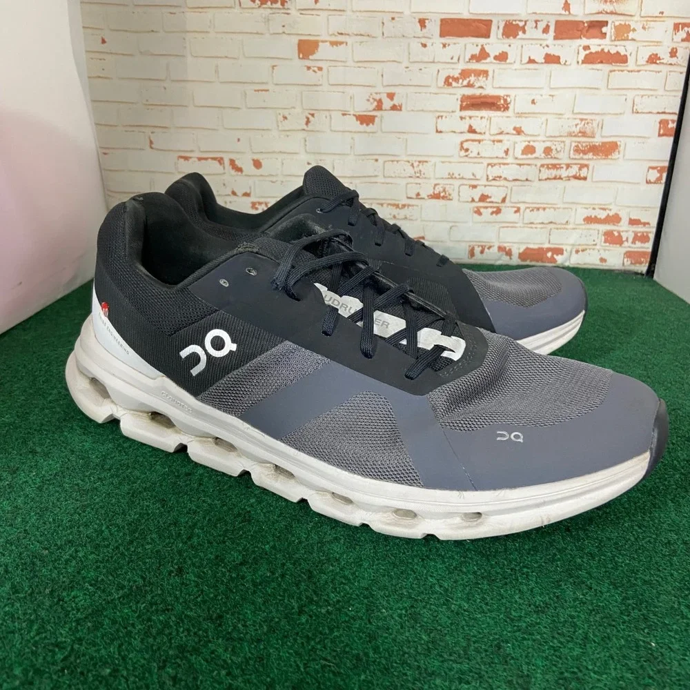 On Cloudrunner Running Shoes Men Size 13 Black Gray Sneakers
